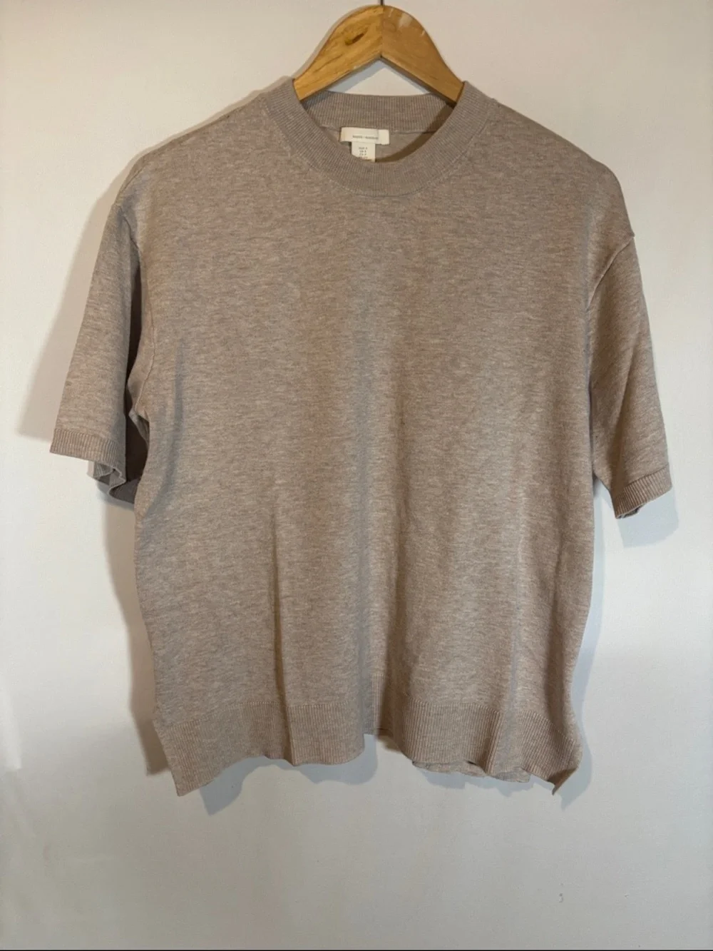 Zara Short Sleeve oversize knit Crewneck Top - Taupe - Picture 1 of 5